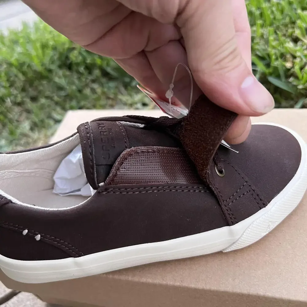 Sperry Shoes Boys Size 11 Brown Striper II LTT Jr Surprise No Tie Memory Foam